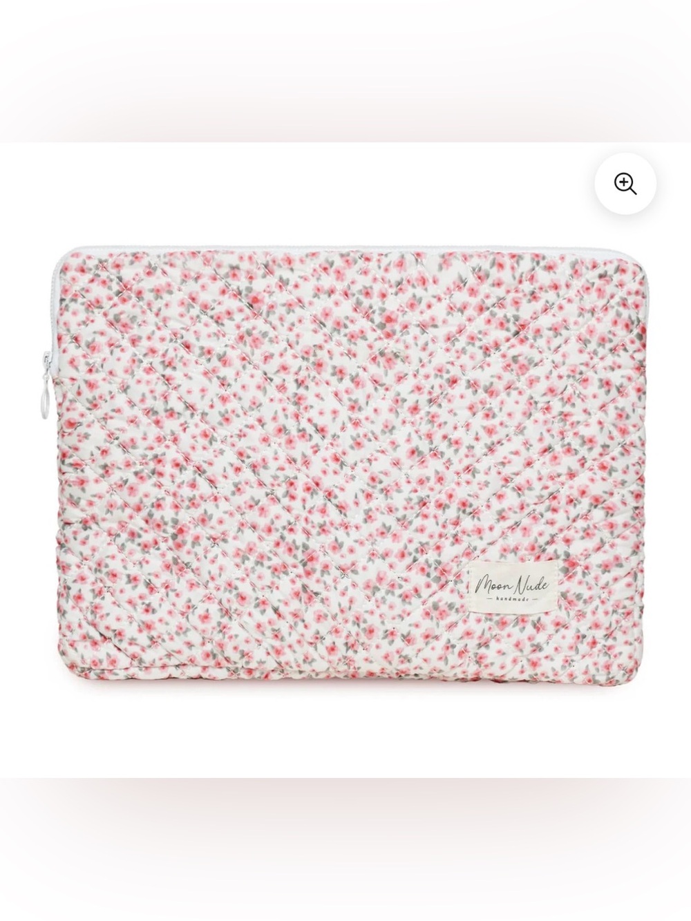 New Moon Nude Quilted Floral laptop sleeve  - Pink & White
